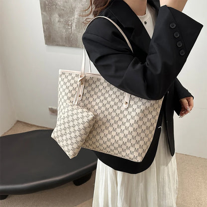 Large-capacity Letter Tote Bag Retro High-end Fashion Simple Light Luxury Shoulder Bag Commuting Travel Women's Underarm Handbag