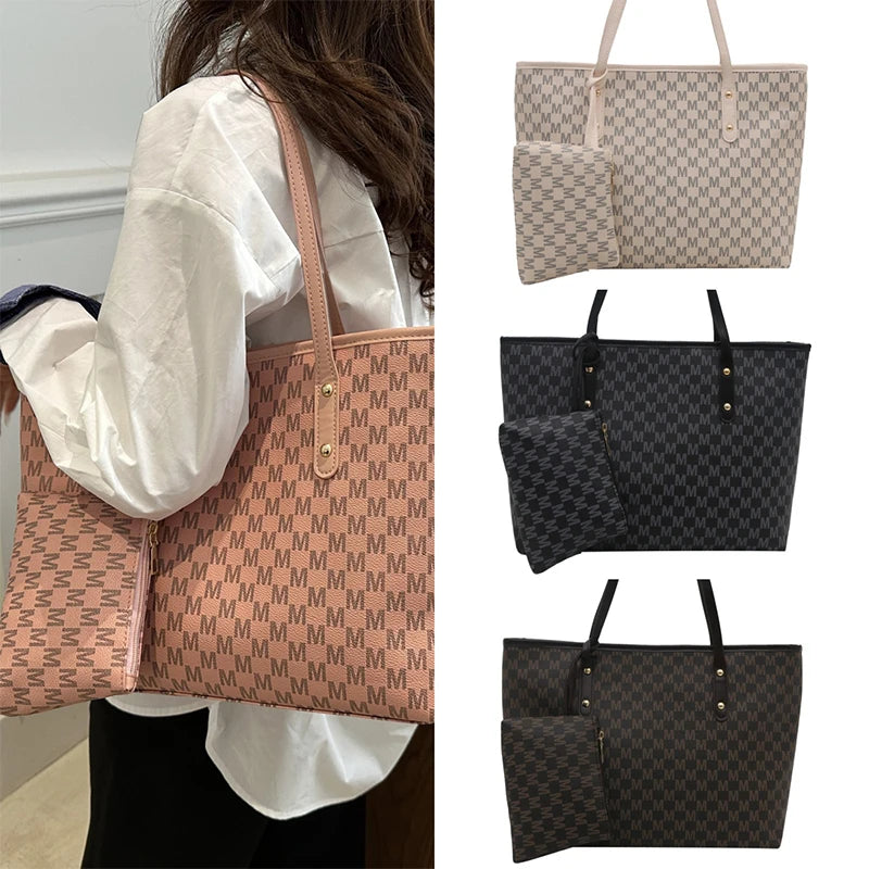 Large-capacity Letter Tote Bag Retro High-end Fashion Simple Light Luxury Shoulder Bag Commuting Travel Women's Underarm Handbag