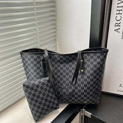 Large-capacity Letter Tote Bag Retro High-end Fashion Simple Light Luxury Shoulder Bag Commuting Travel Women's Underarm Handbag