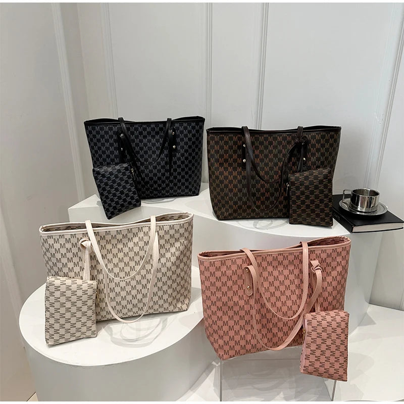 Large-capacity Letter Tote Bag Retro High-end Fashion Simple Light Luxury Shoulder Bag Commuting Travel Women's Underarm Handbag
