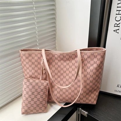 Large-capacity Letter Tote Bag Retro High-end Fashion Simple Light Luxury Shoulder Bag Commuting Travel Women's Underarm Handbag